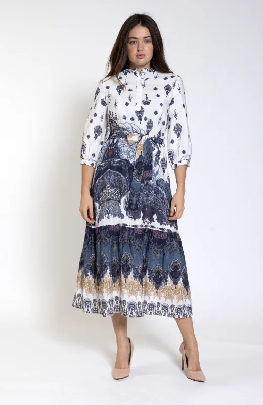Madison & Park Print Low Tiered Dress