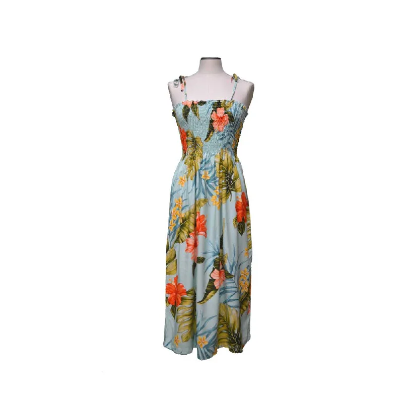 Makakilo Hibiscus Green Smocked Hawaiian Dress