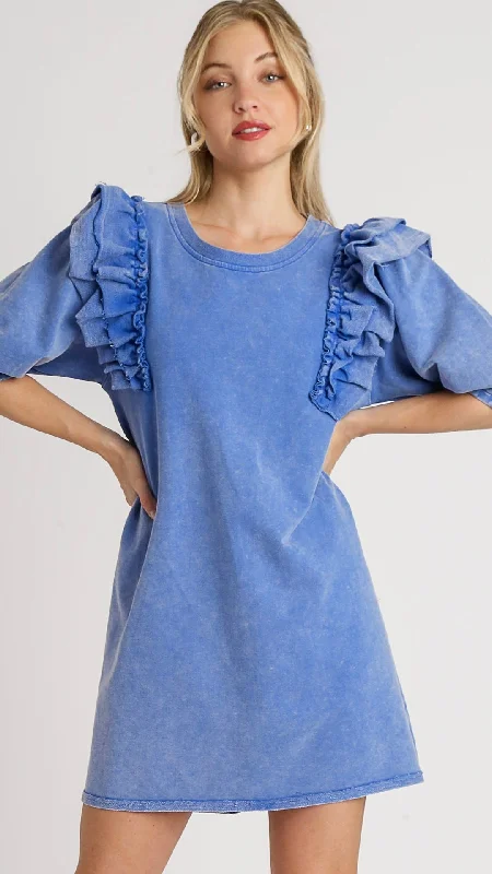 Mineral Wash French Terry Ruffle Dress