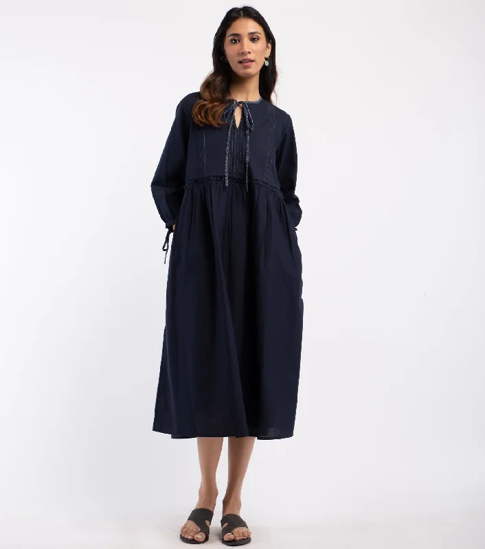 Navy cotton linen dress