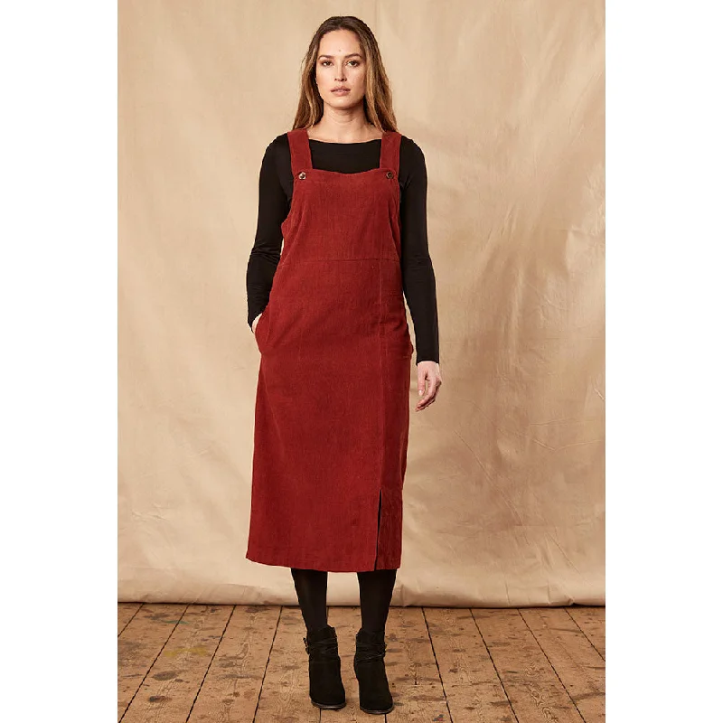 Russet Dungarees Dress with Side Split