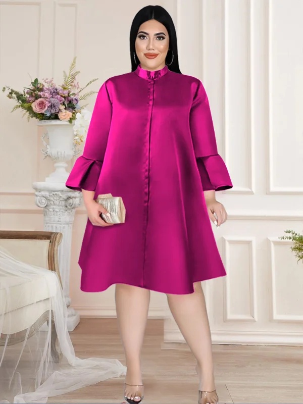 Three Quarter Sleeves Plus Size Women's Loose Dress