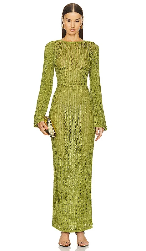 Ronny Kobo Exa Knit Dress in Green