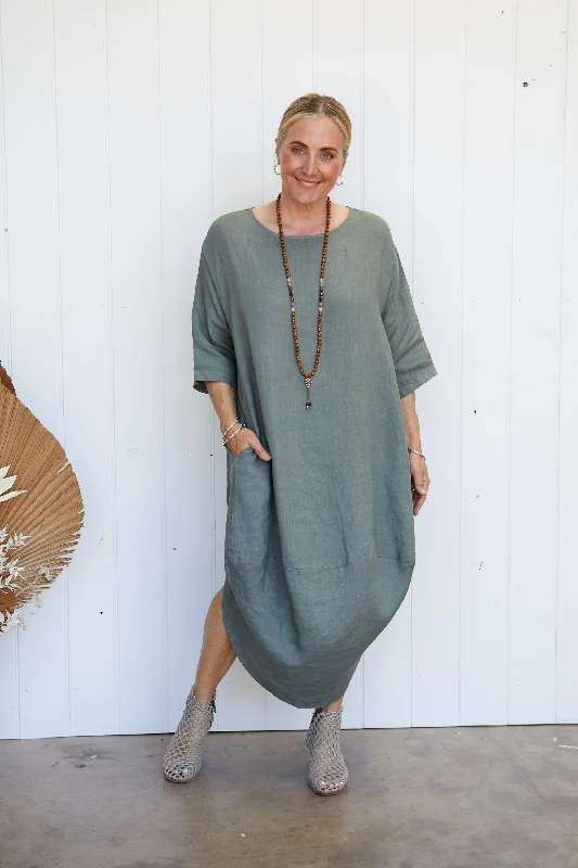 SCALLOP DRESS KHAKI
