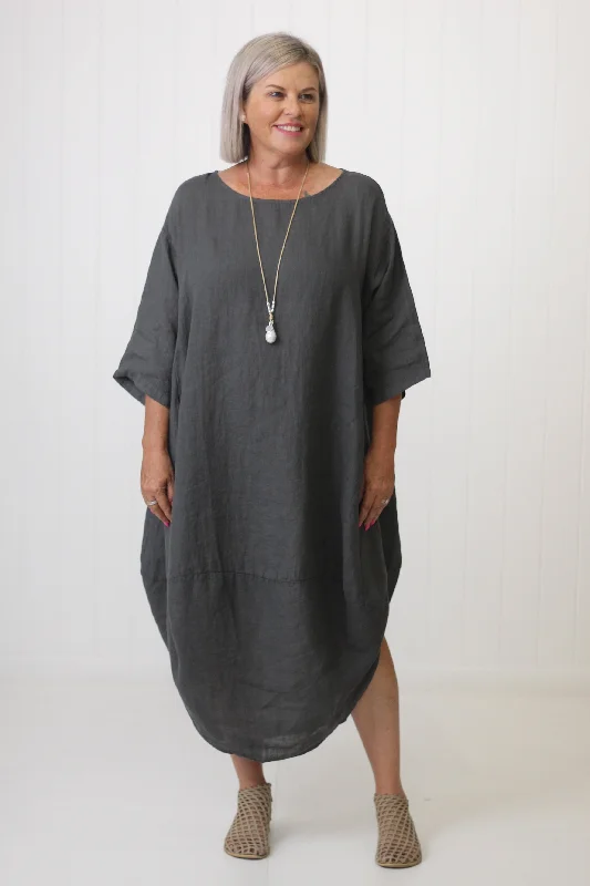 SCALLOP DRESS PETROL