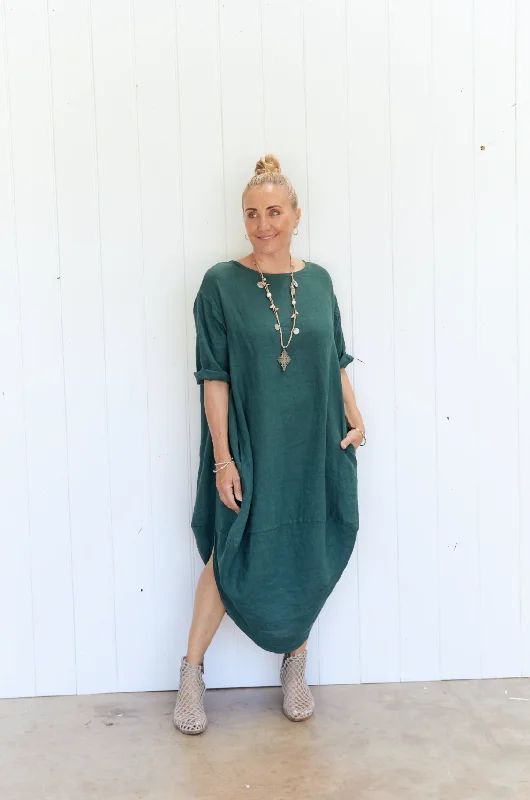 SCALLOP DRESS TEAL