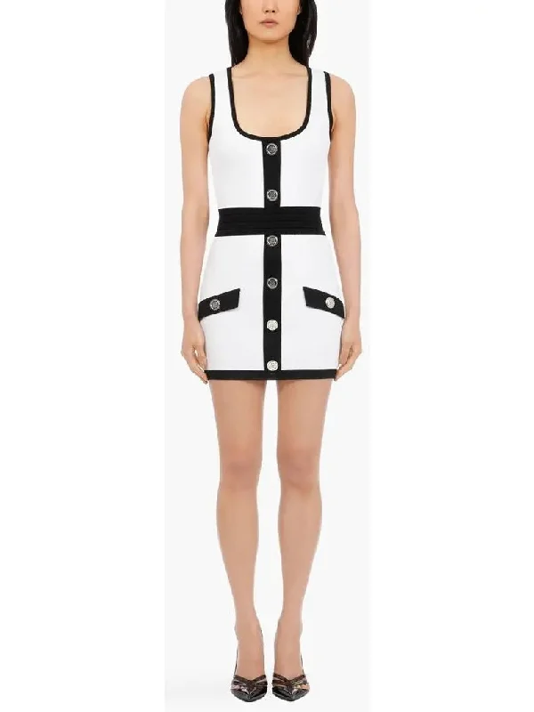 Short White & Black Dress with Embossed Buttons