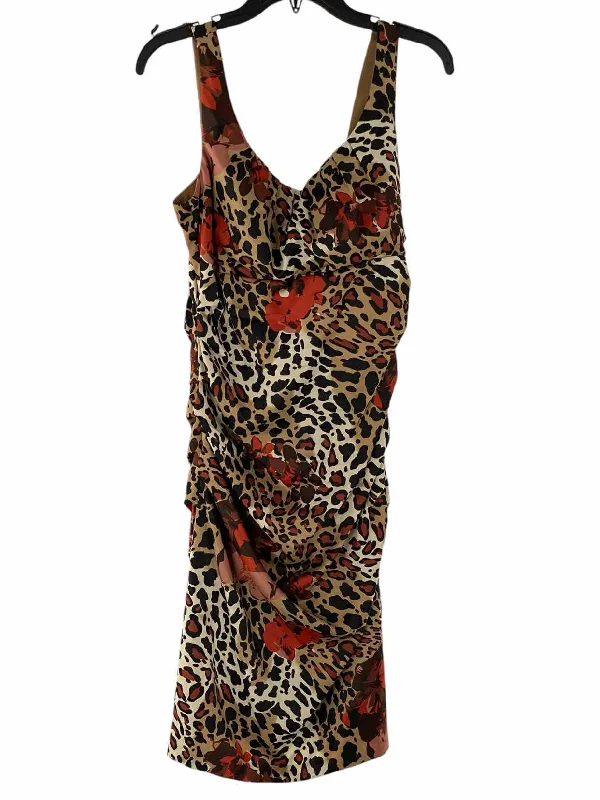 Signature by Sangria Size 10 Beige Red Leopard Print Dress