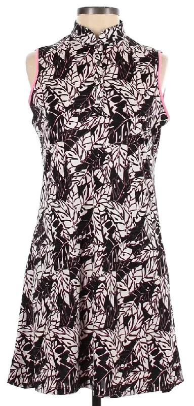 Sport Haley Black, White & Pink Frond Print Golf Dress Size S MSP$100