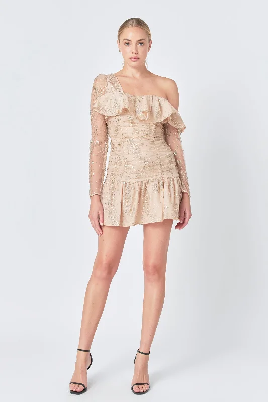 Star Embellished Asymmetrical Dress