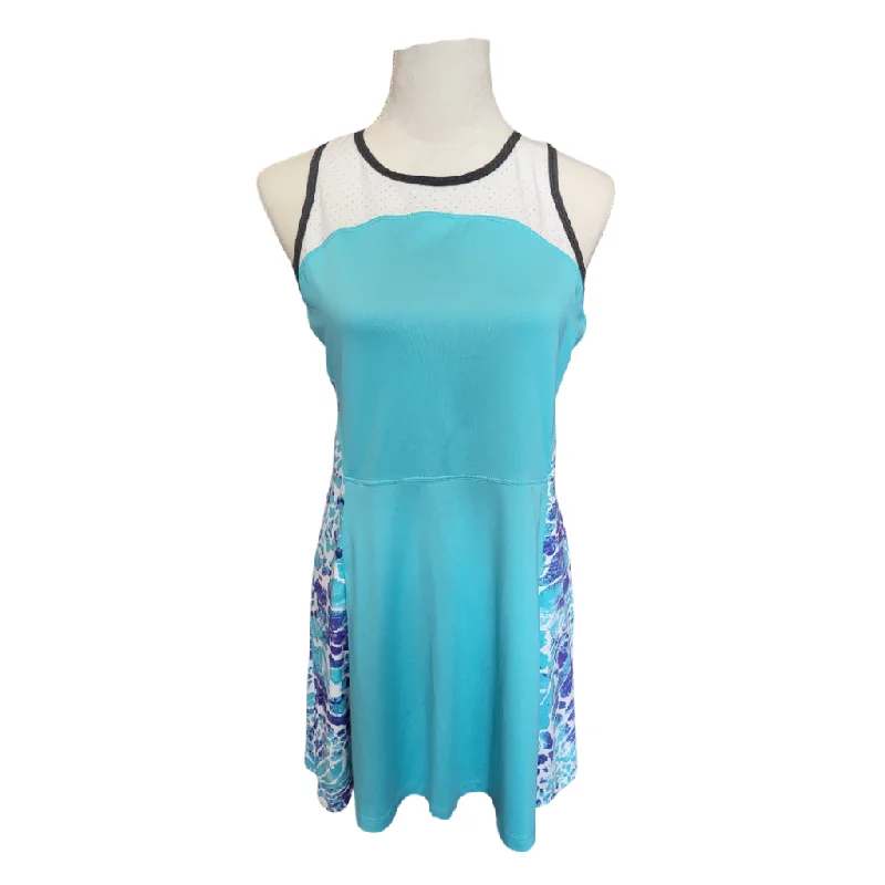Tail  Aquamarine Racerback Tank Tennis Dress w/Animal Print Side Insets Size M