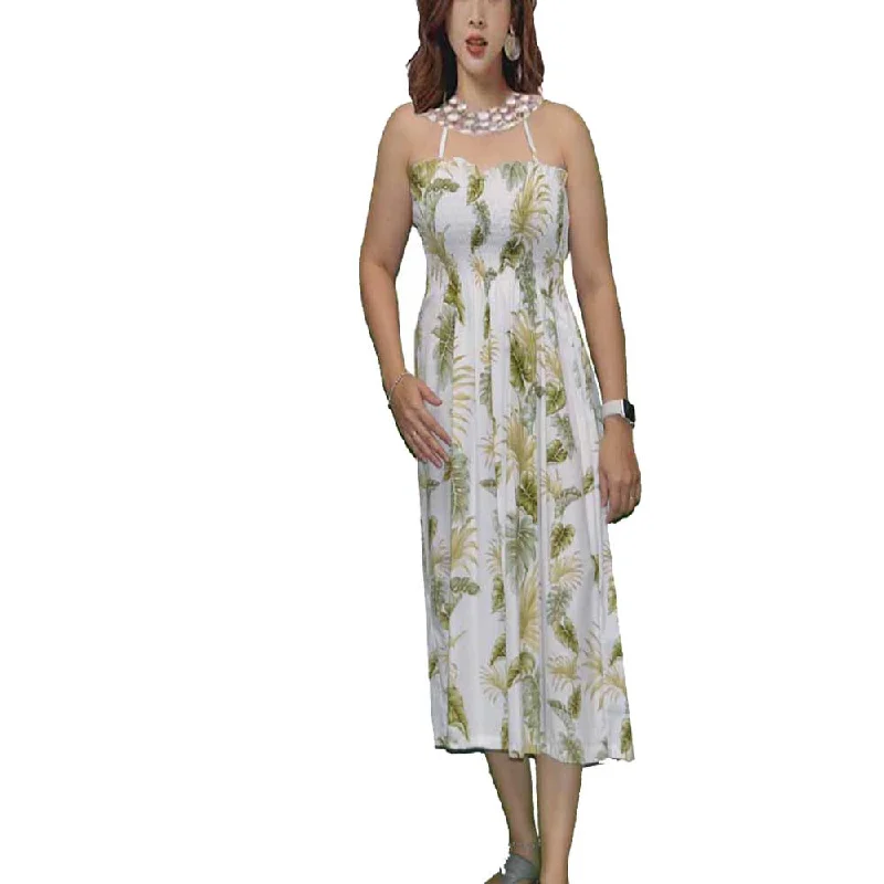 Hawaii Leaf Tube Top Hawaiian Dress