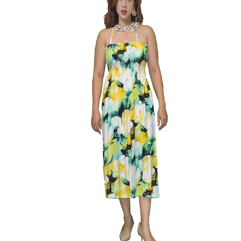 Watercolor Hibiscus Red Smocked Hawaiian Dress