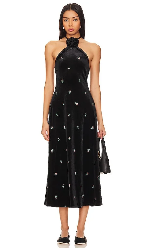 WeWoreWhat High Neck Flower Dress in Black