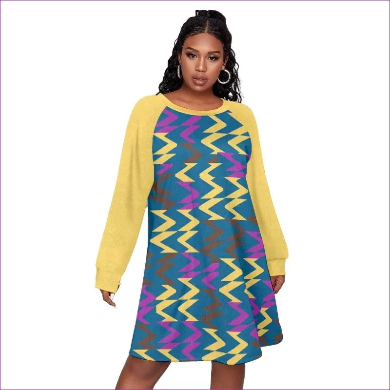 Zig & Zag Women's Dress With Raglan Sleeve Voluptuous (+) Plus Size